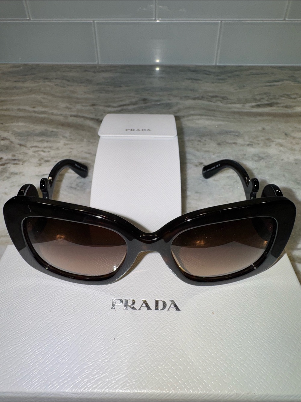 Authentic Prada SPR 27O Baroque Sunglasses Havana Brown 2AU-6S1 54mm w/ Case